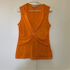 Trina Turk Twist Front Sleeveless Blouse Women M Orange